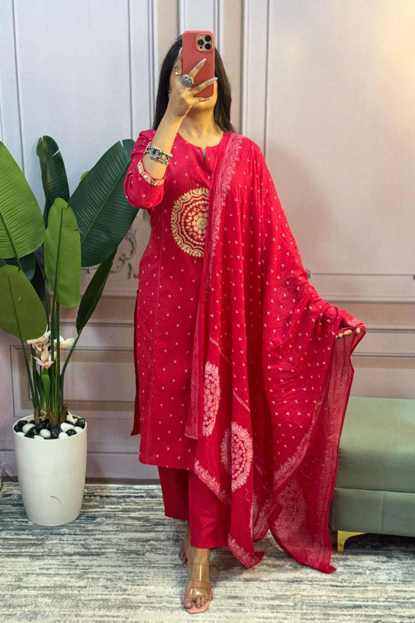 Saanjh Pink Embroidered 3-Piece Set