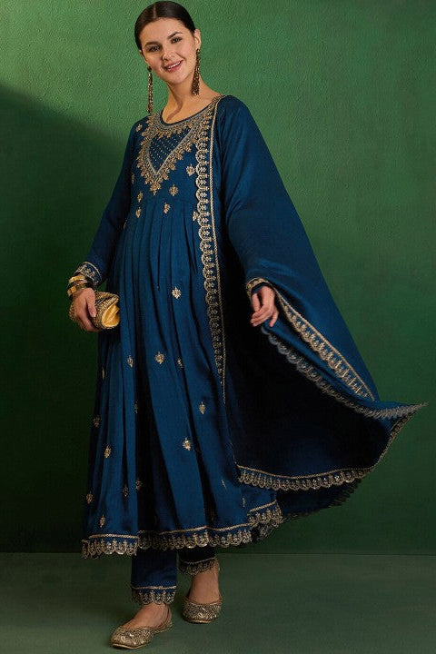 Shanaya Morpanki Vichitra Silk Embroidered Kurta Set