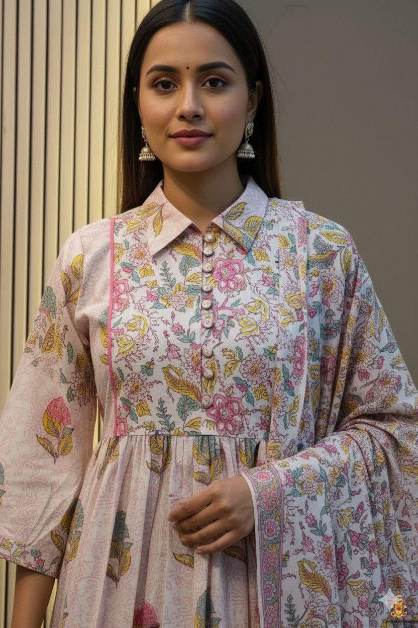 RangMahira Anarkali Set Vibrant Multi Color