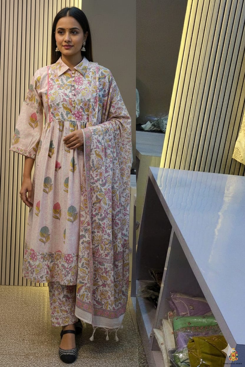 RangMahira Anarkali Set Vibrant Multi Color