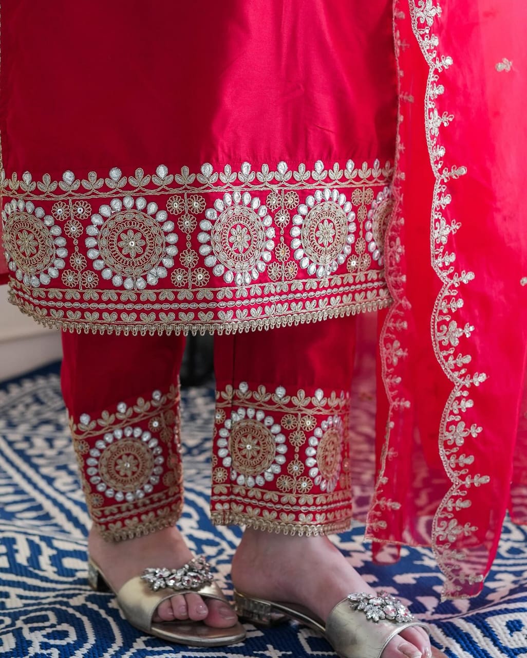 Premium Rang-De-Laal Zari Silk Suit Set