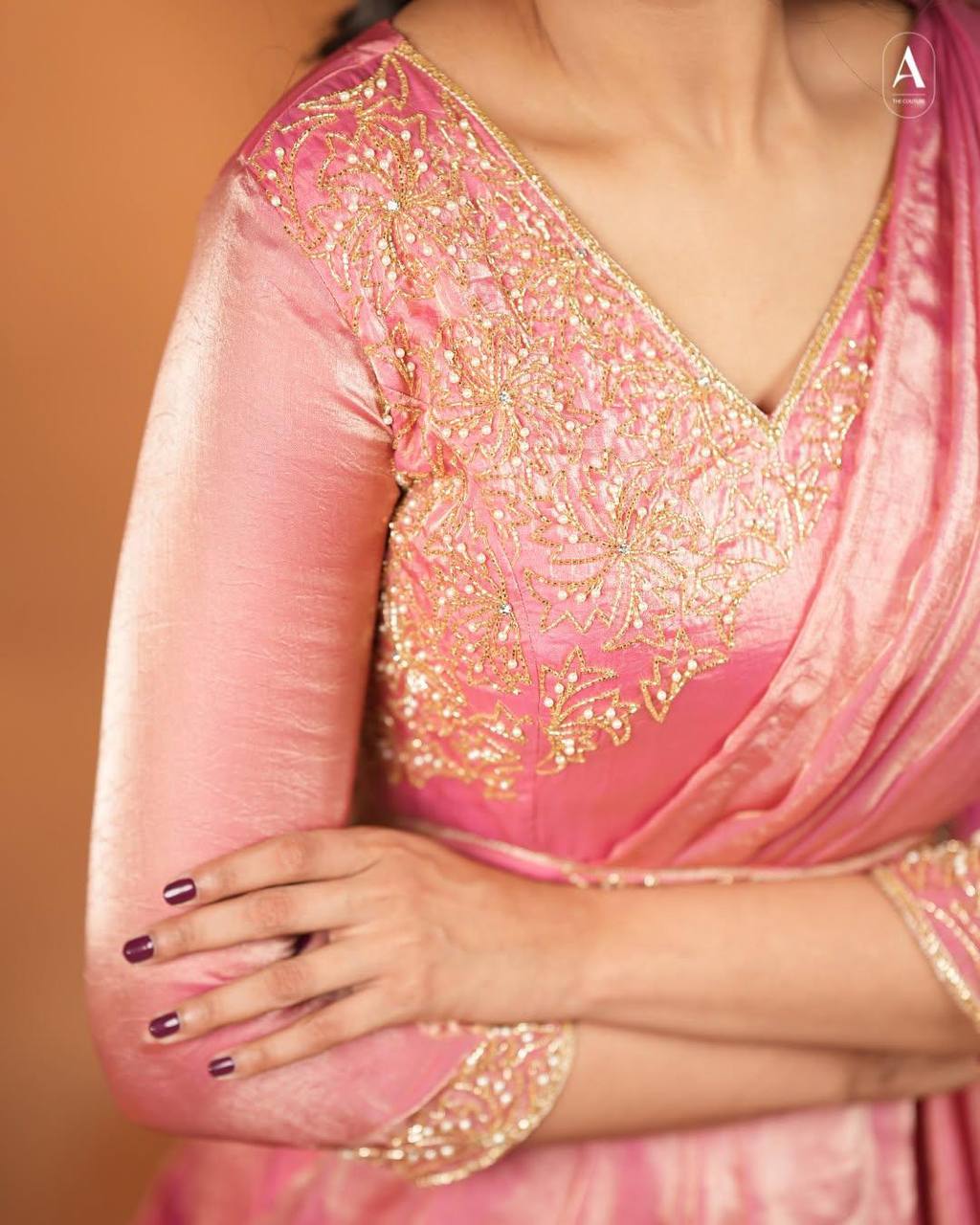 Vichitra Silk Pre-Draped Saree Anarkali Set