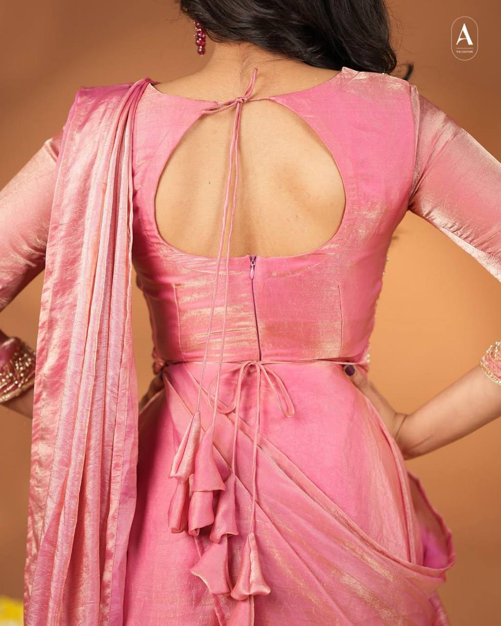 Vichitra Silk Pre-Draped Saree Anarkali Set