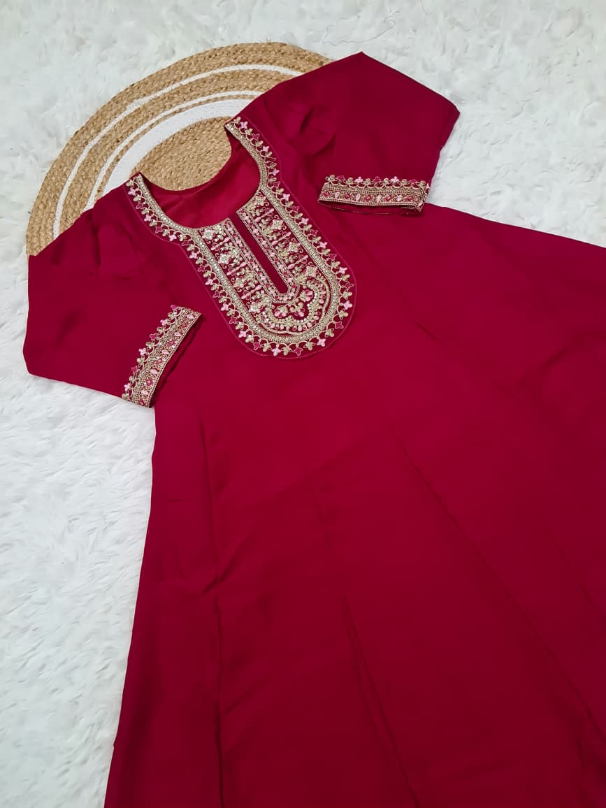 Pure Vichitra Silk Embroidered Kurta Set