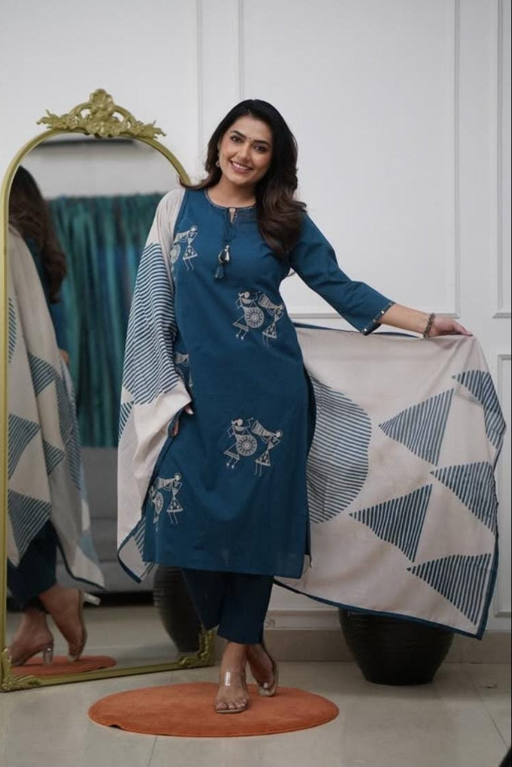 New Launching Cotton Sequin Suit Set