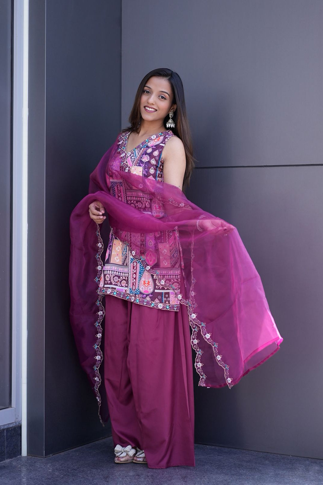 Zarine Modal Satin Embroidered Suit Set