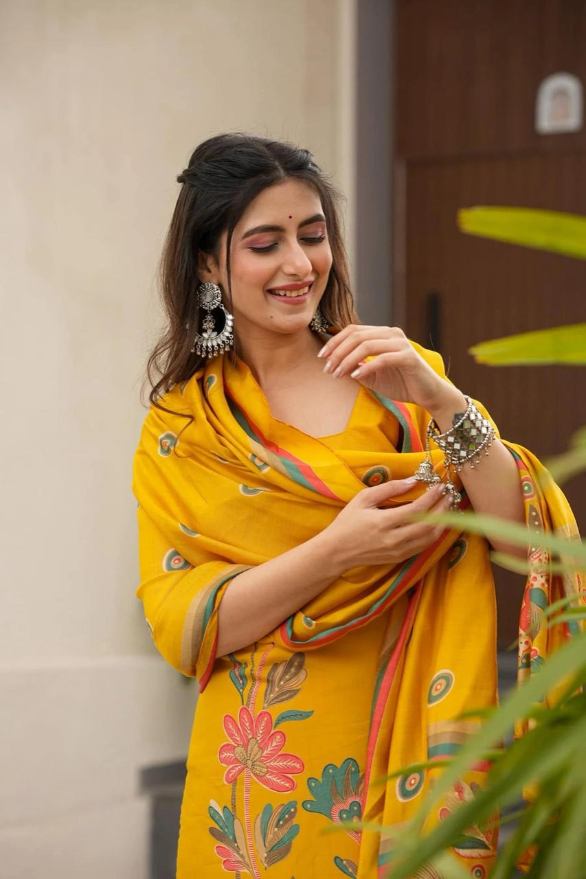 New Pair Crape Printed Suit Set