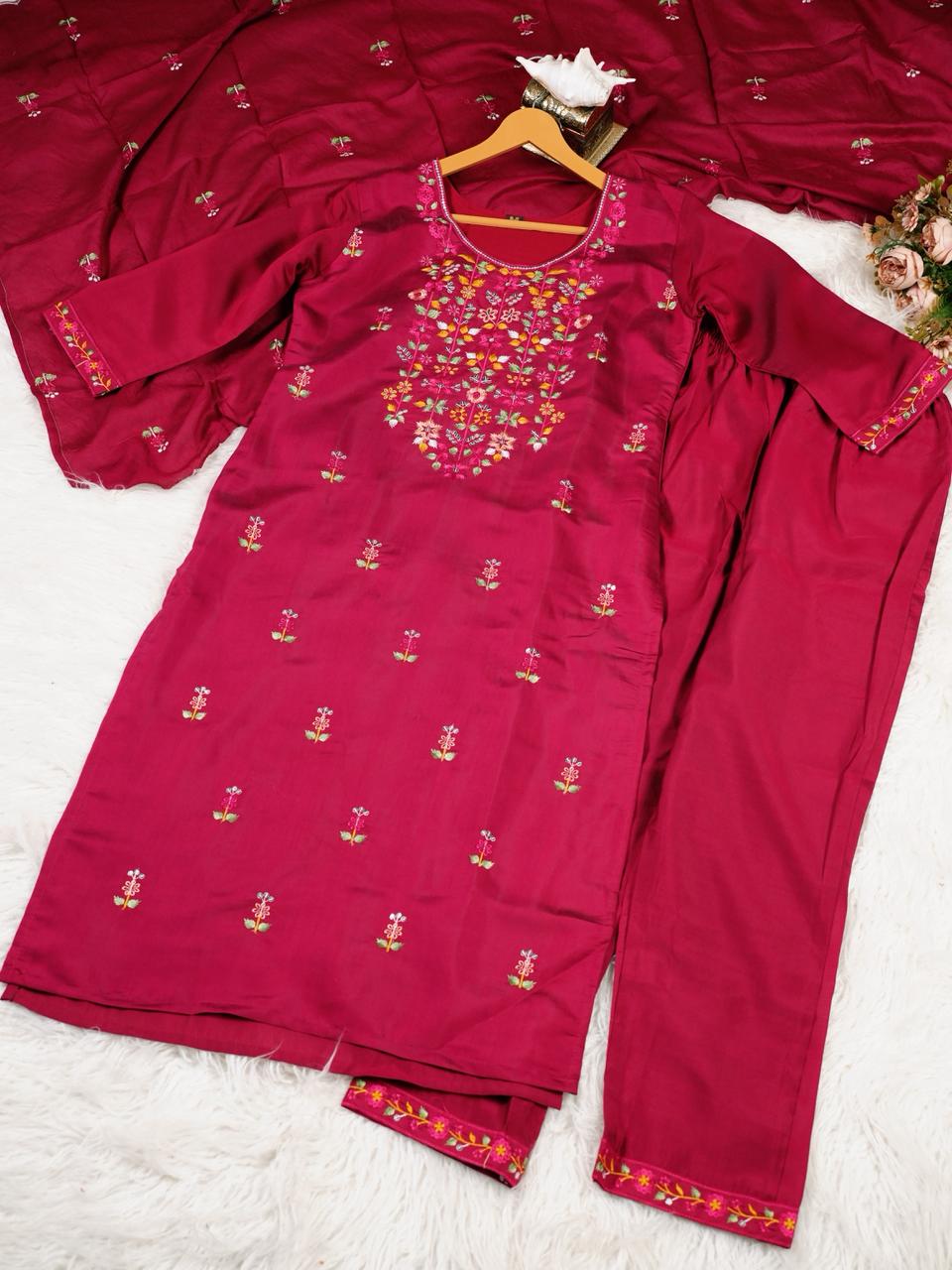 Gulaabi Roman Embroidered Suit Set