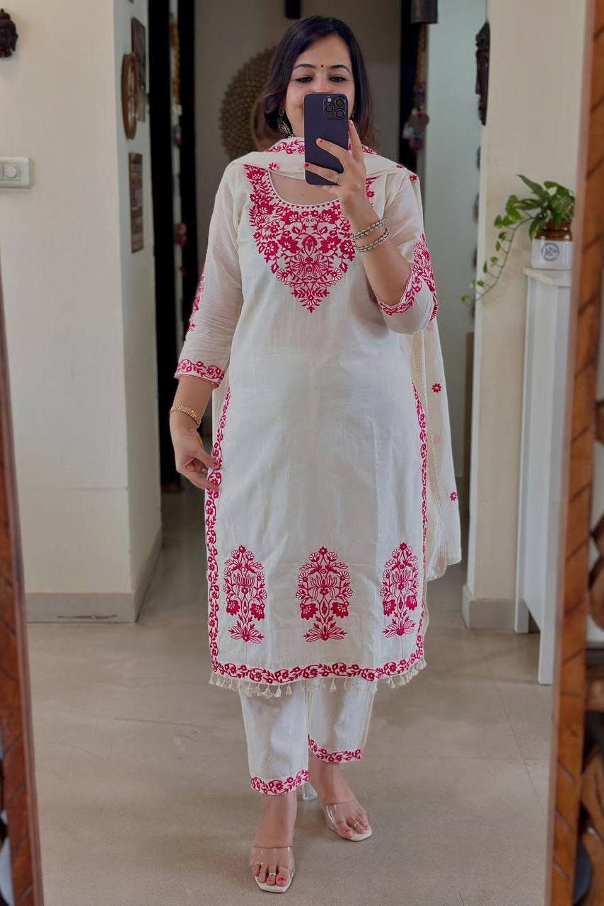 Shubhra Cotton Embroidered Kurta Set