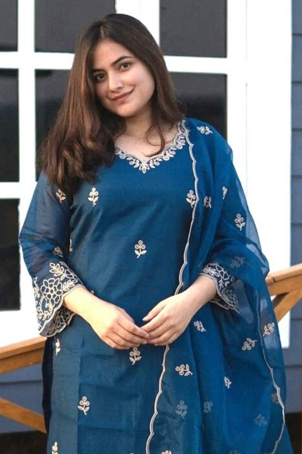 Neelvara Roman Silk Kurta Pant Dupatta Set