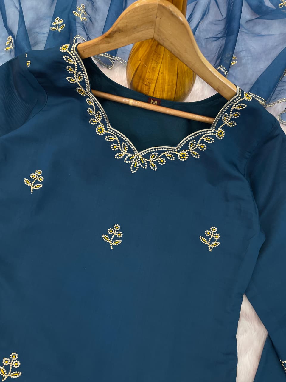 Neelvara Roman Silk Kurta Pant Dupatta Set