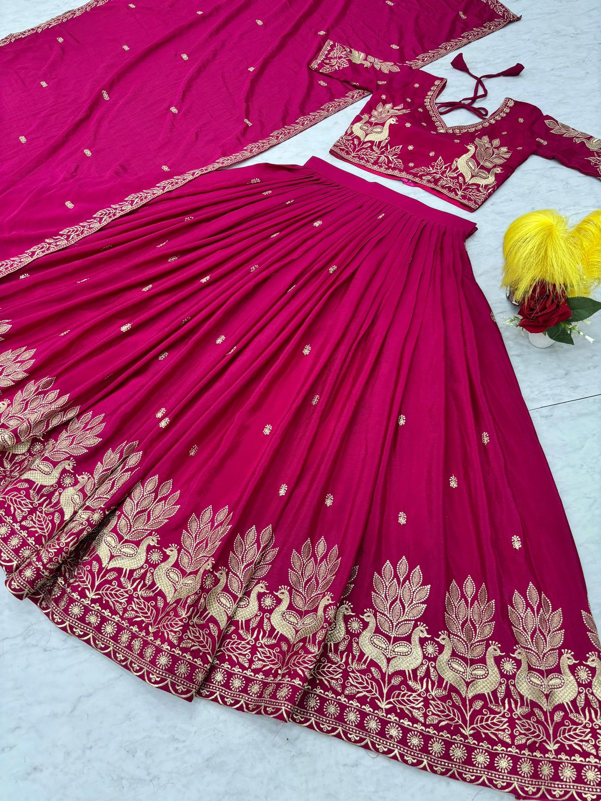 Tapi Pink Chinon Festival Embroidered Lehenga Choli