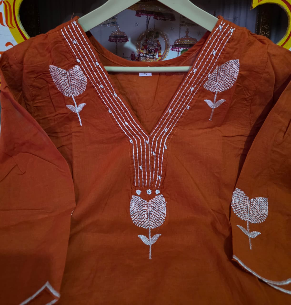 Pure Cotton Embroidered Moti Work Suit Set with Dupatta