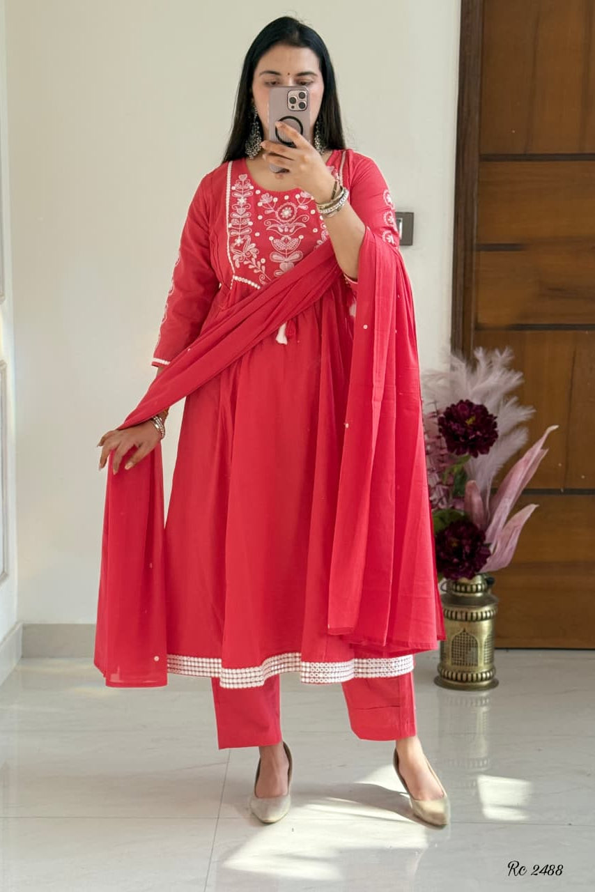 Rosika Cotton Embroidered Suit Set