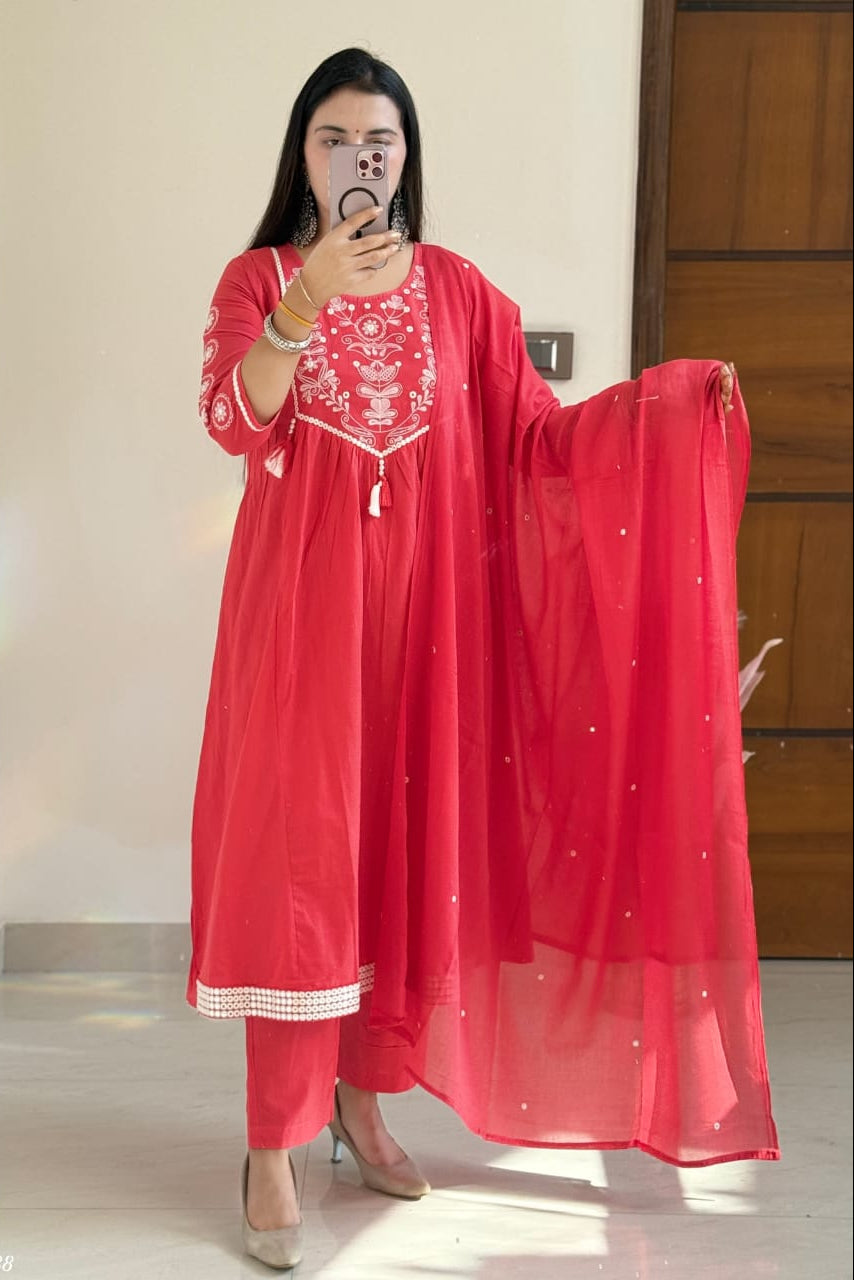 Rosika Cotton Embroidered Suit Set