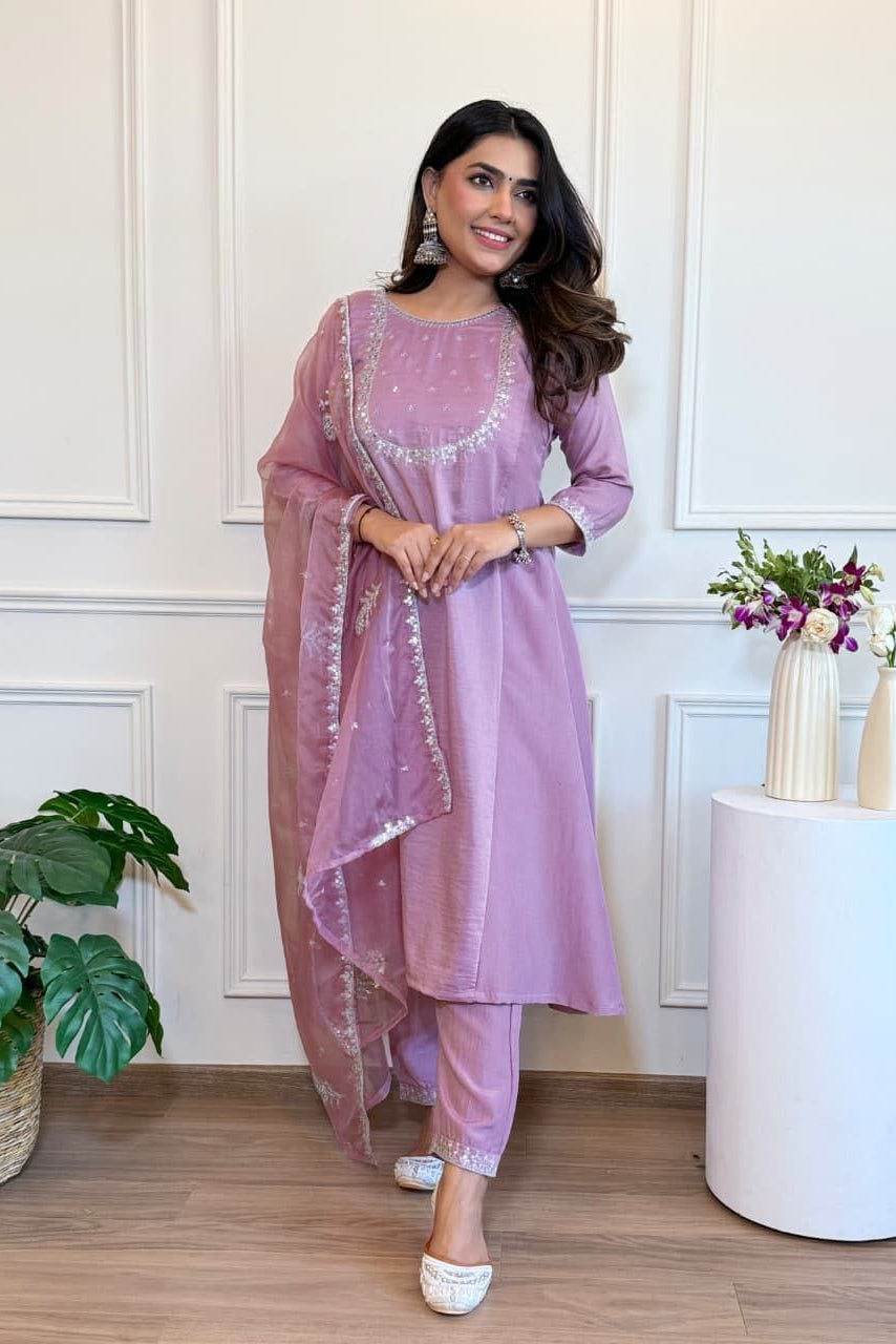 Nidhi Aabha Blend Silk Anarkali Set