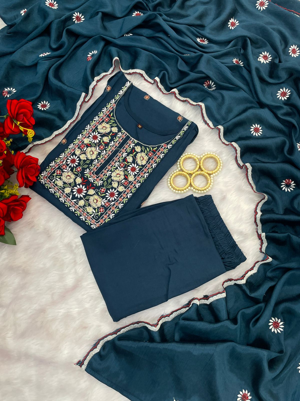 Morpankhi Neel Kamal Rayon Embroidered Suit Set