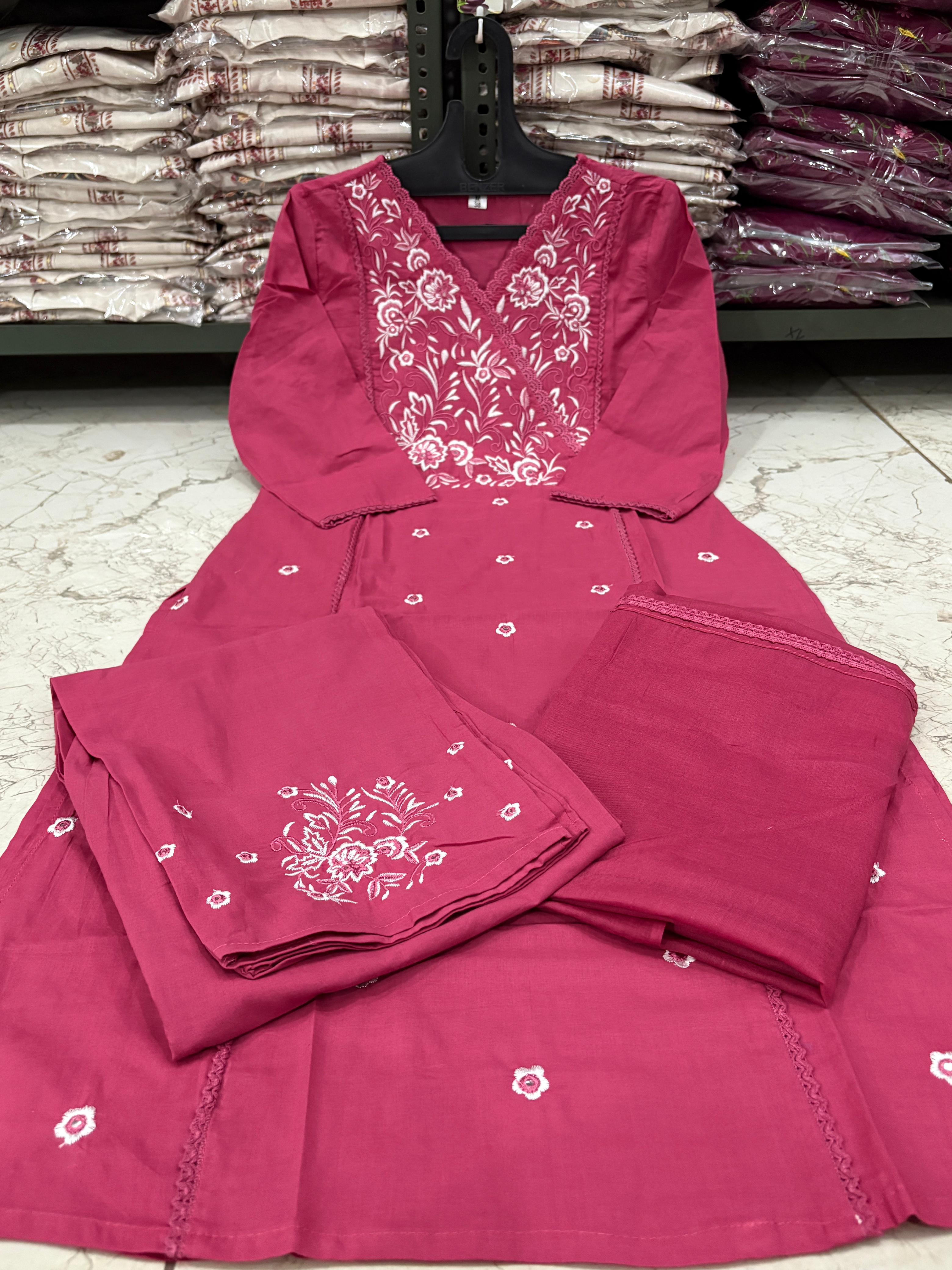 Pink Aafreen Premium Cotton 3-Piece Set