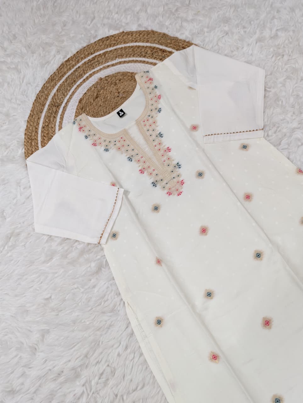 Shwet Damini Chanderi Jacquard Suit Set