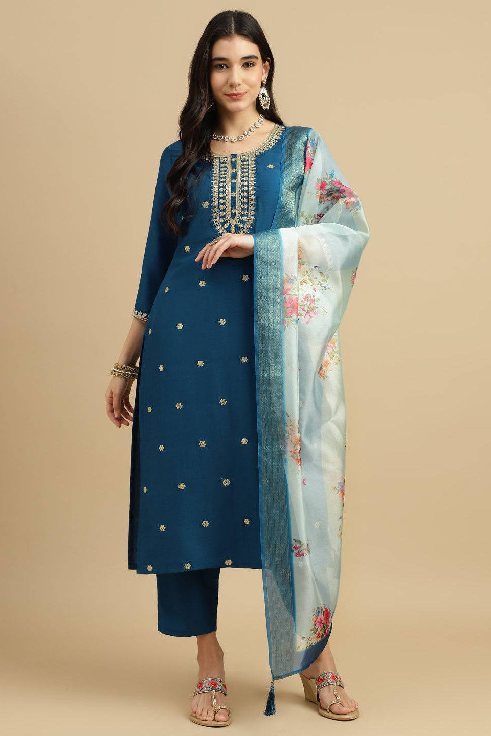 Naira Trendy Organza Kurta Pant And Dupatta Set