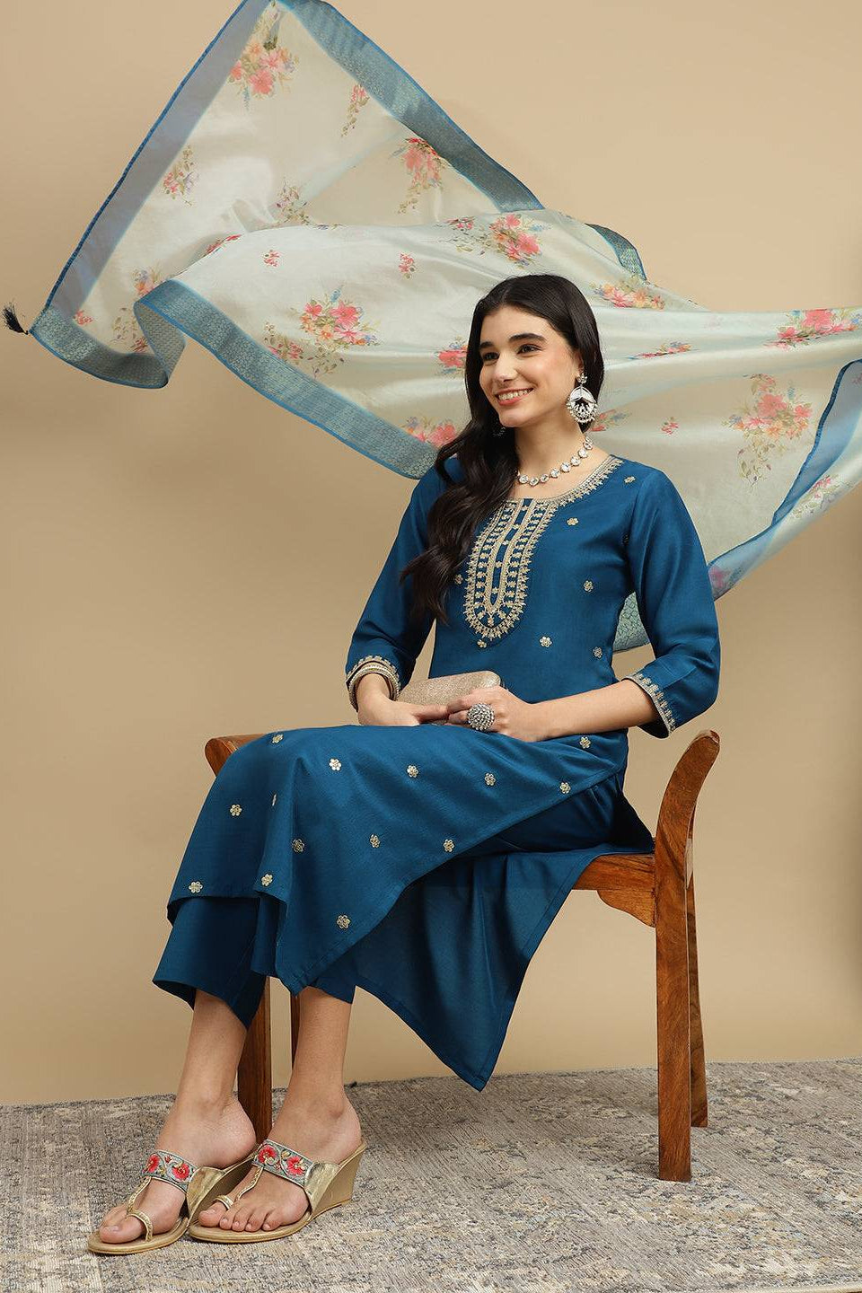 Naira Trendy Organza Kurta Pant And Dupatta Set