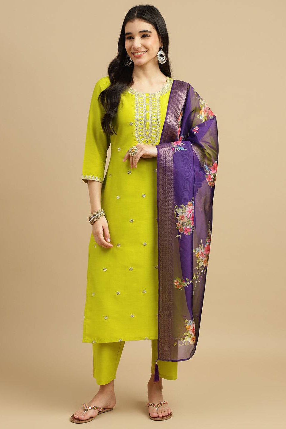 Naira Trendy Organza Kurta Pant And Dupatta Set