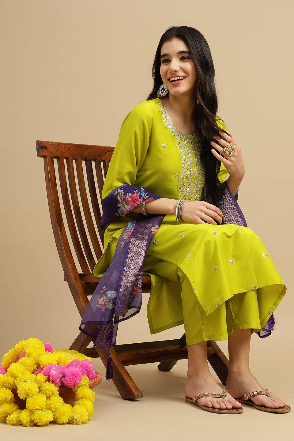 Naira Trendy Organza Kurta Pant And Dupatta Set