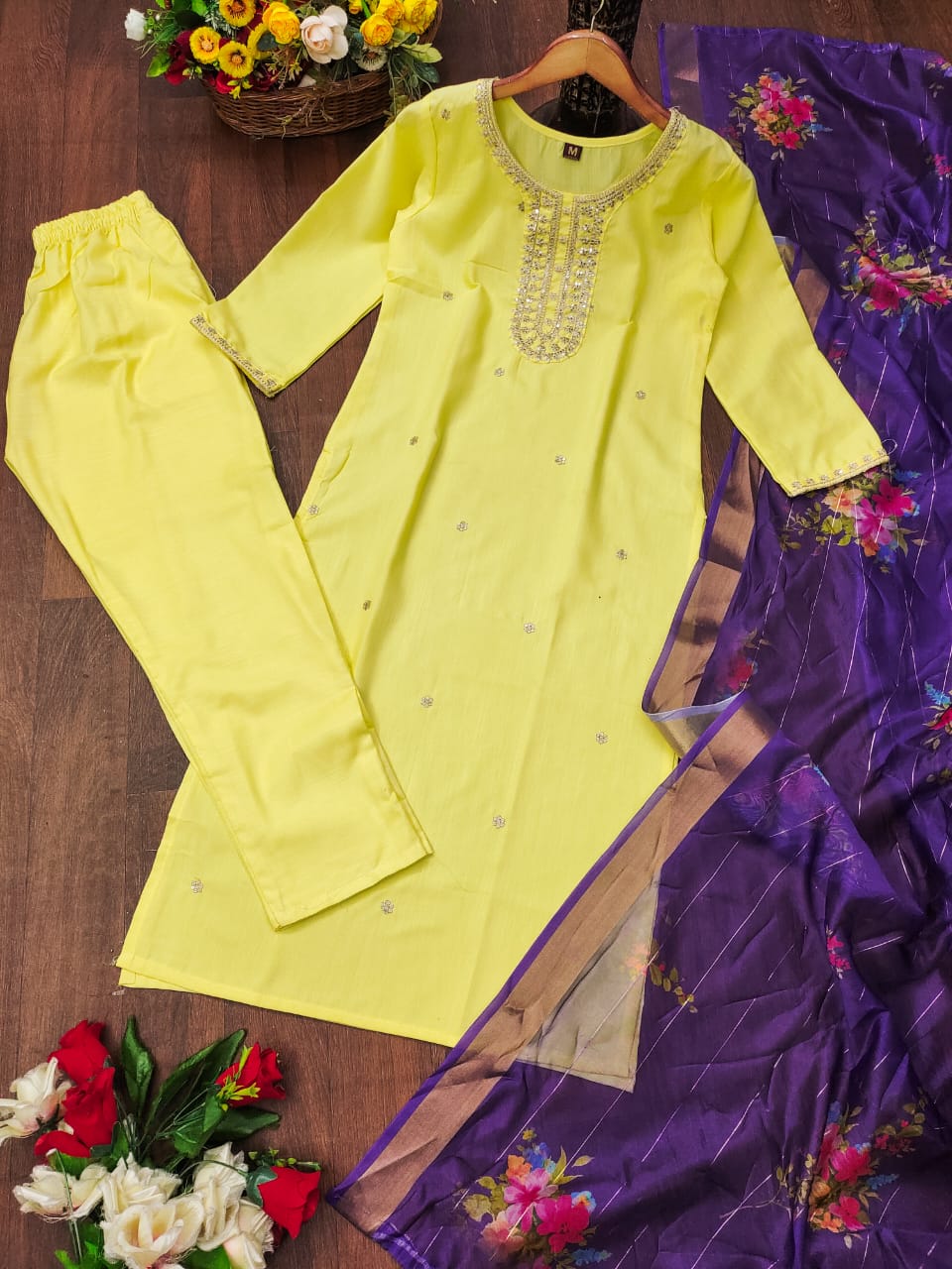 Naira Trendy Organza Kurta Pant And Dupatta Set