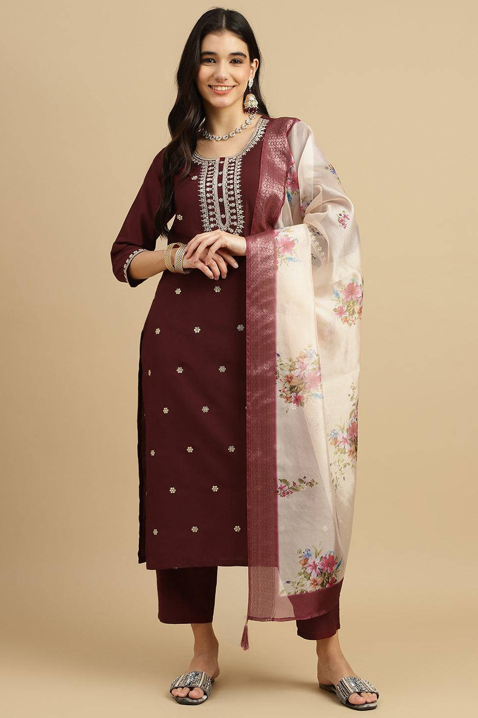 Naira Trendy Organza Kurta Pant And Dupatta Set