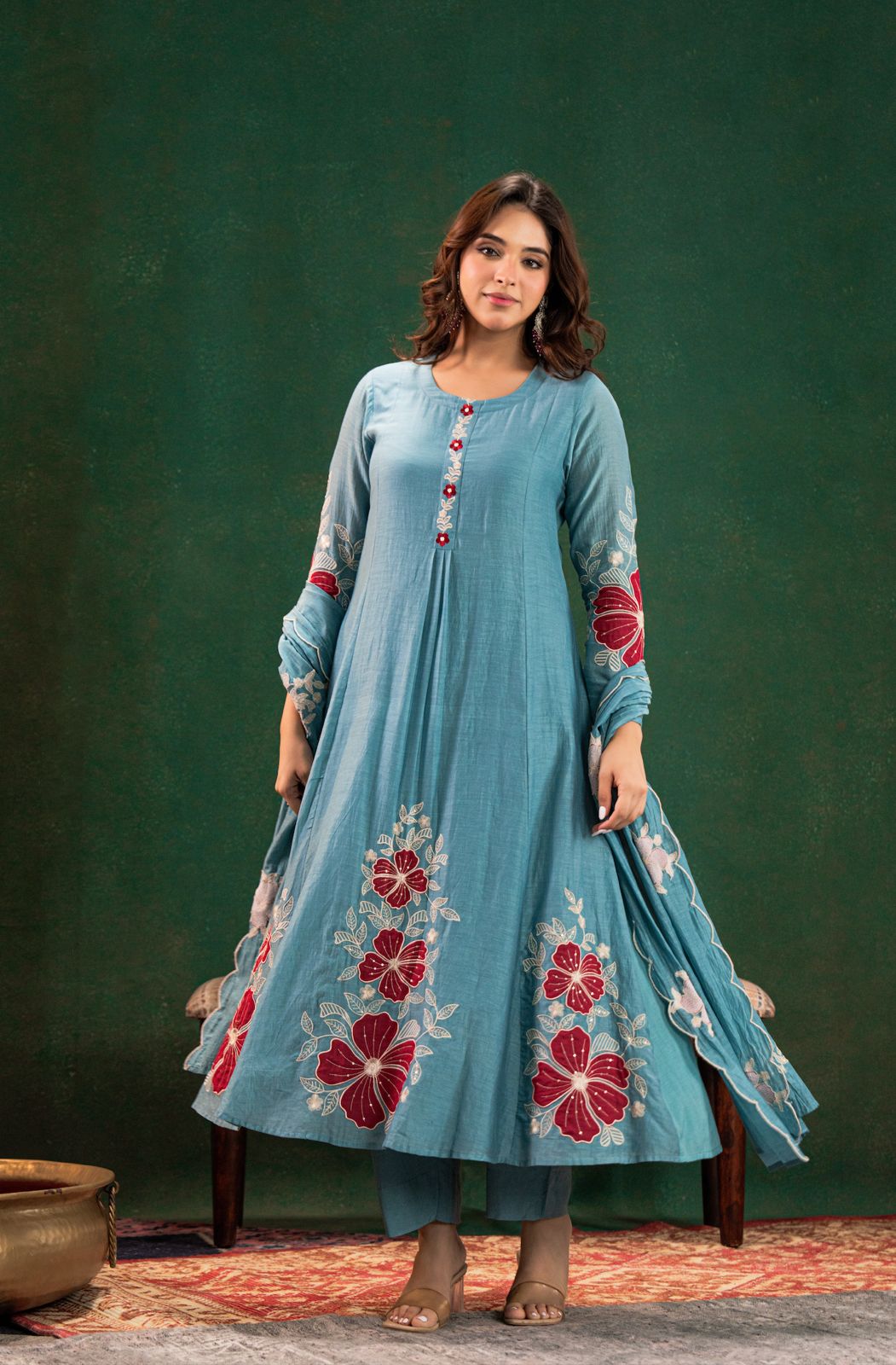 Blue Noor Chanderi Silk Suit Set