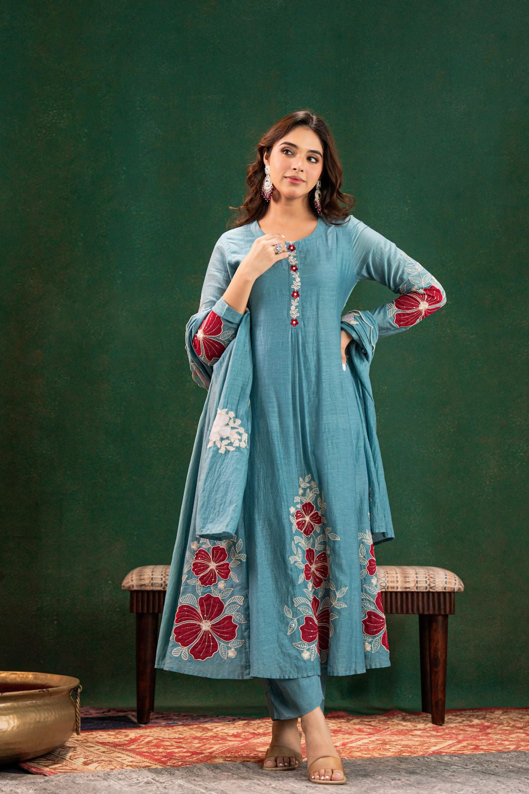 Blue Noor Chanderi Silk Suit Set