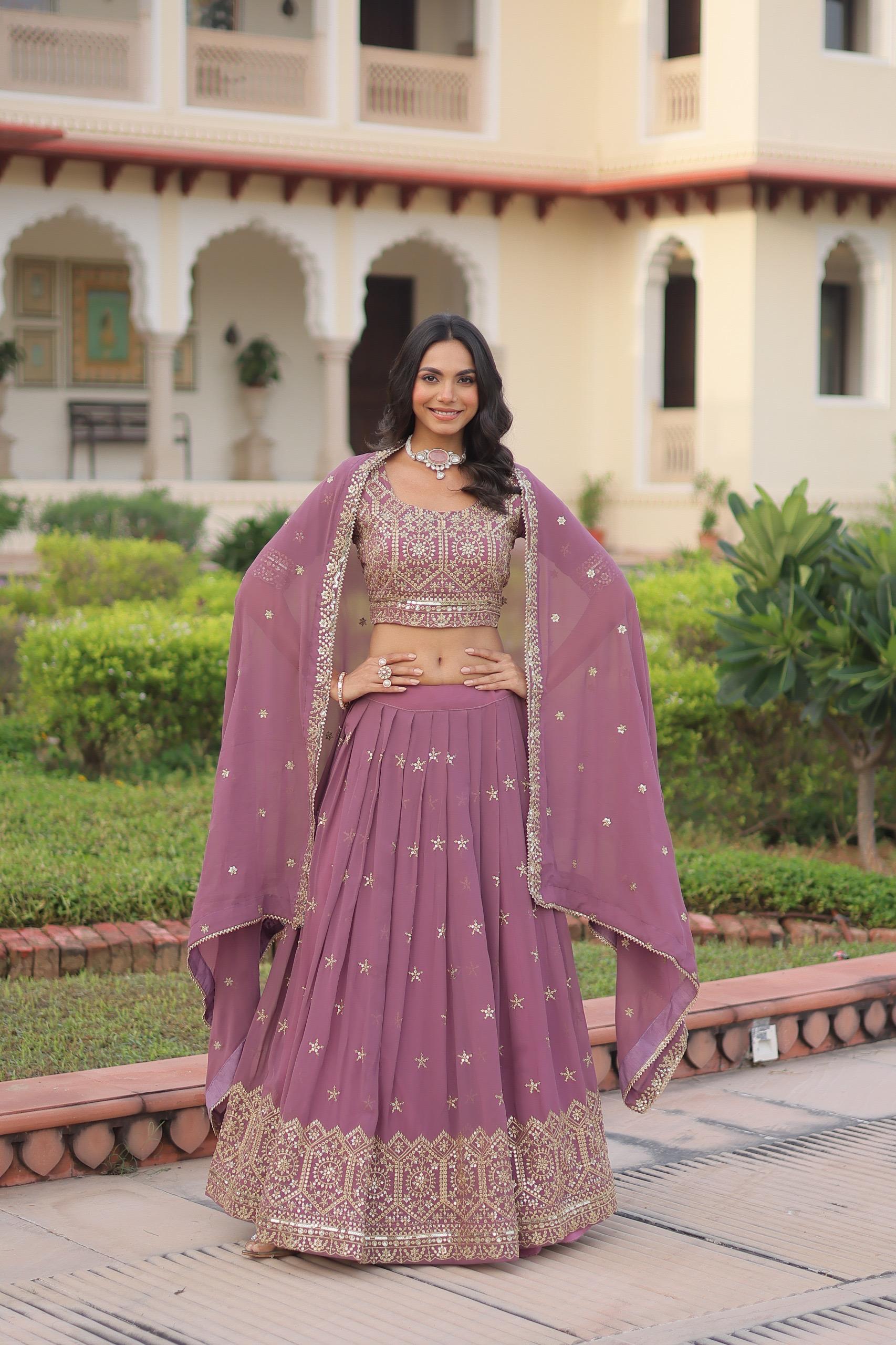 Lavender Ridhima Faux Georgette Lehenga Set