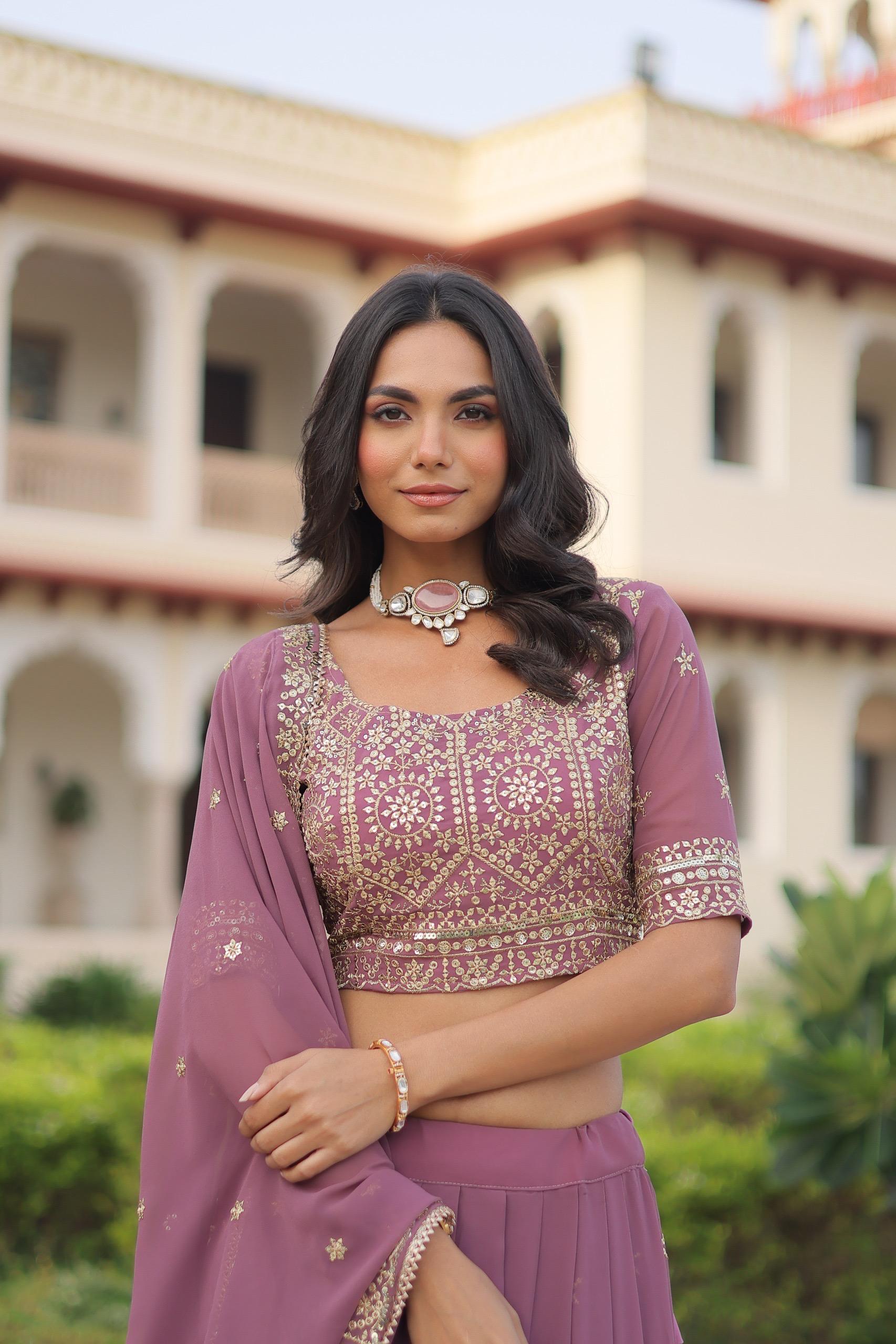 Lavender Ridhima Faux Georgette Lehenga Set