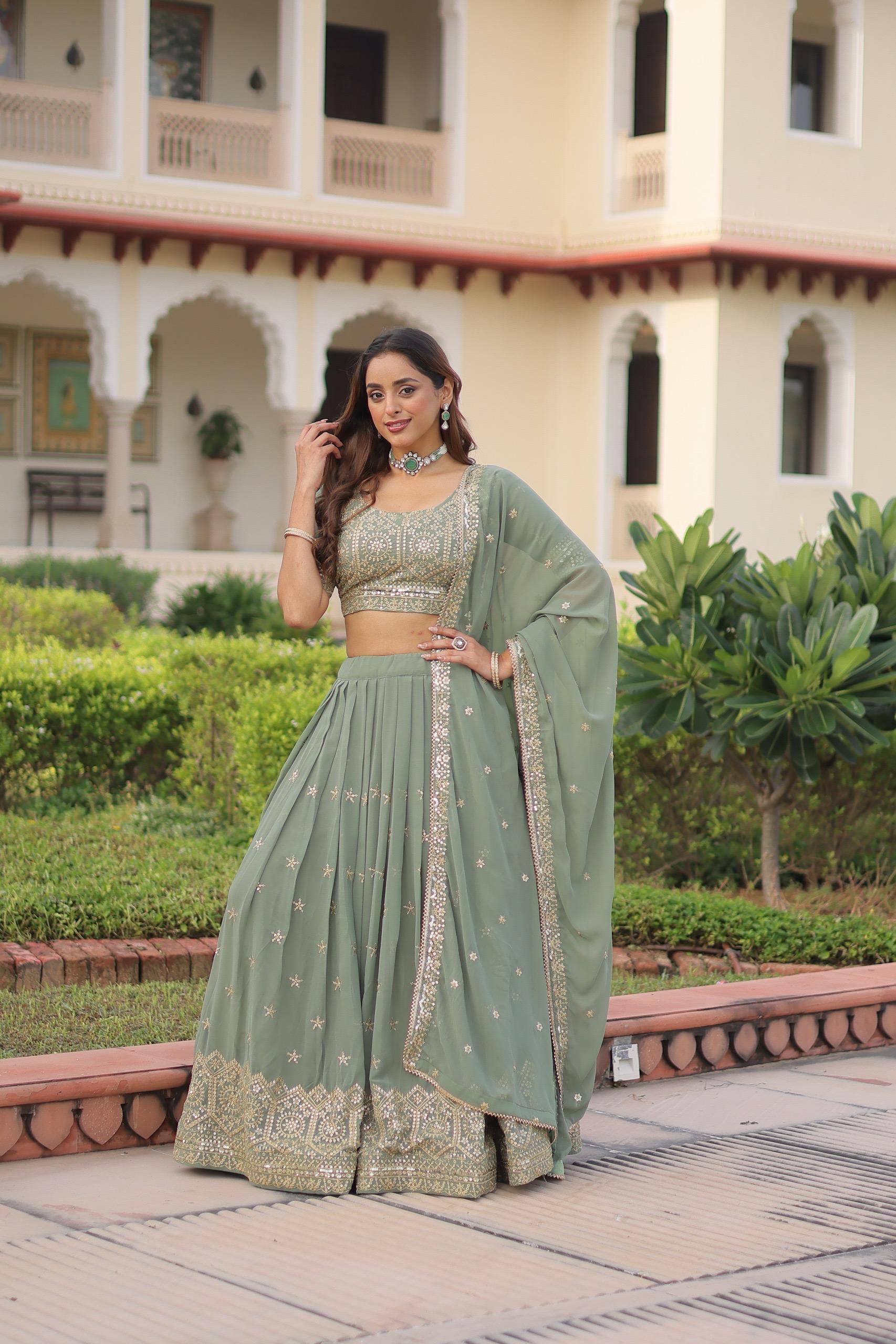 Lavender Ridhima Faux Georgette Lehenga Set