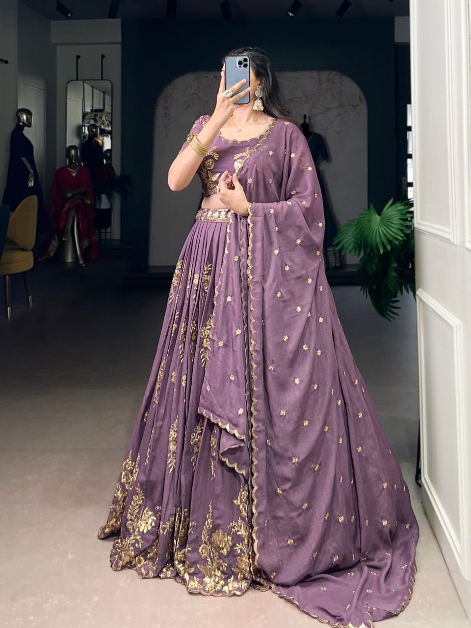 Zaariya Purple Crush Sequins Lehenga Set