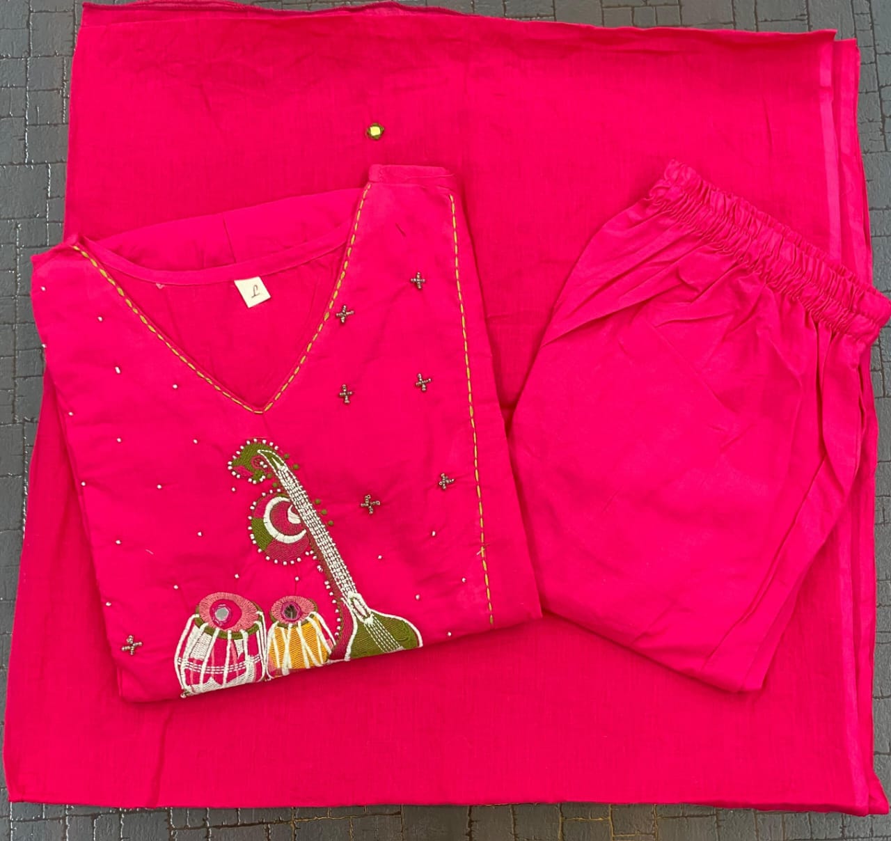 GulabSaaz Pastel Cotton Embroidered Suit Set