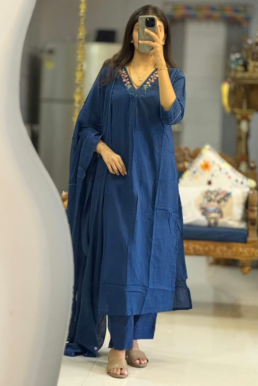 NeelTarang Heavy Cotton Embroidered Suit Set