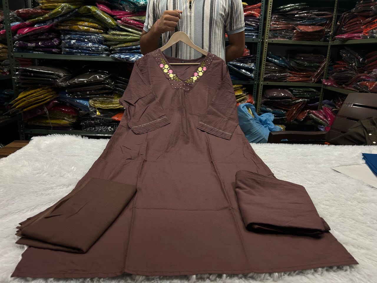 NeelTarang Heavy Cotton Embroidered Suit Set