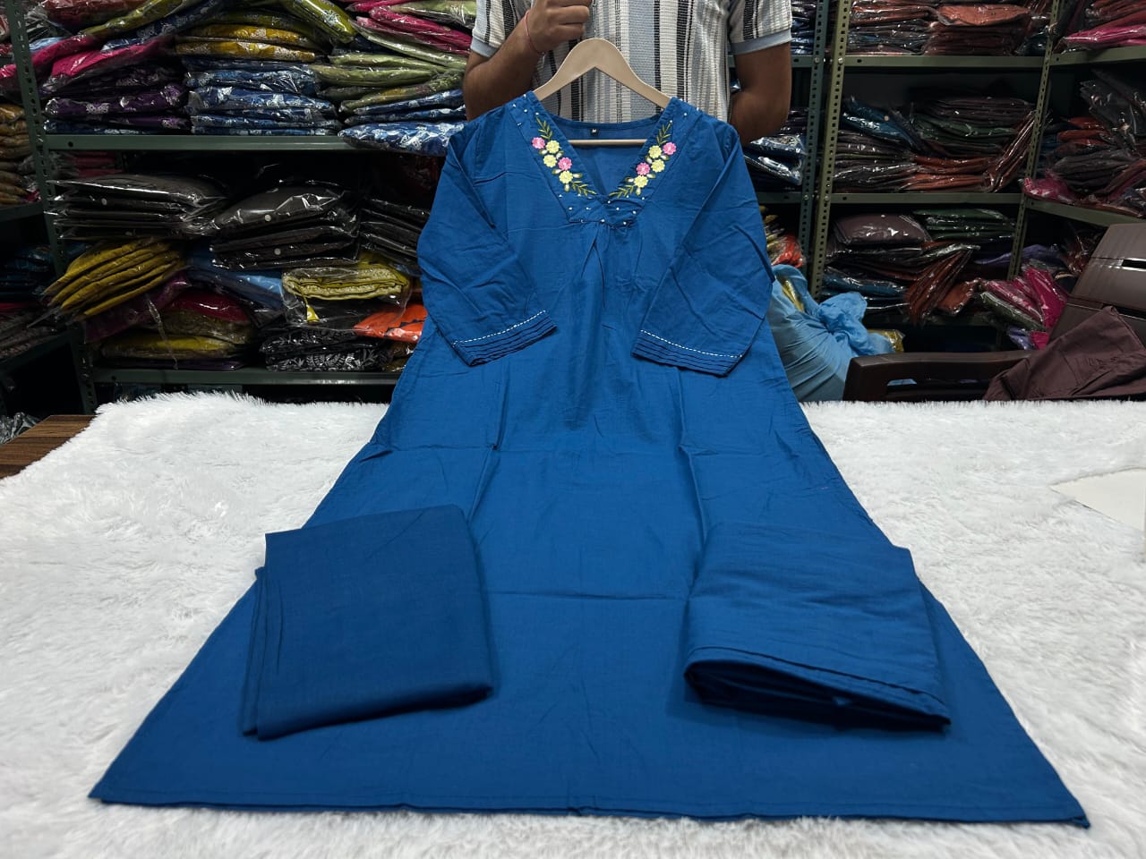 NeelTarang Heavy Cotton Embroidered Suit Set