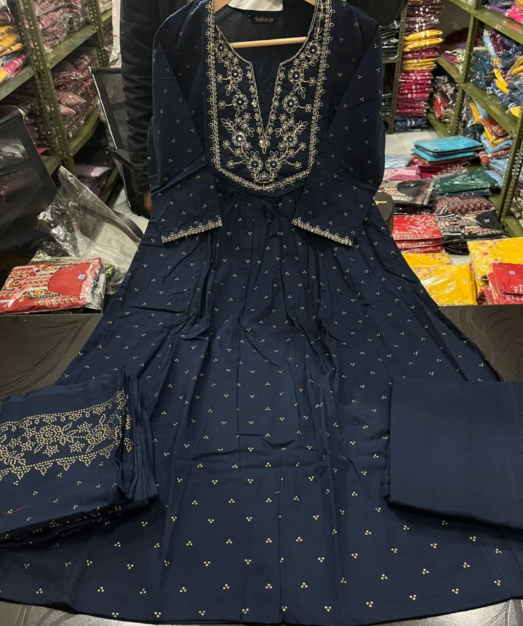 Sahira Hand-Embroidered Cotton Anarkali Suit Set