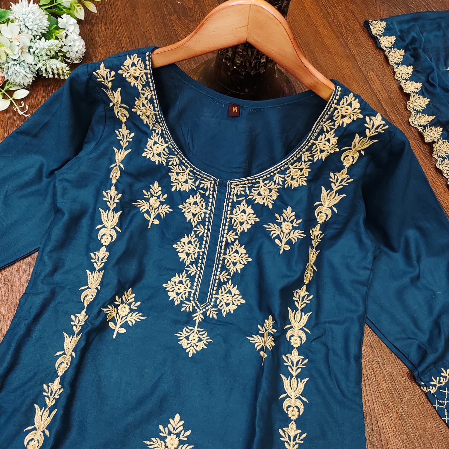 Grace Reyon Embroidered Kurti Pant Set