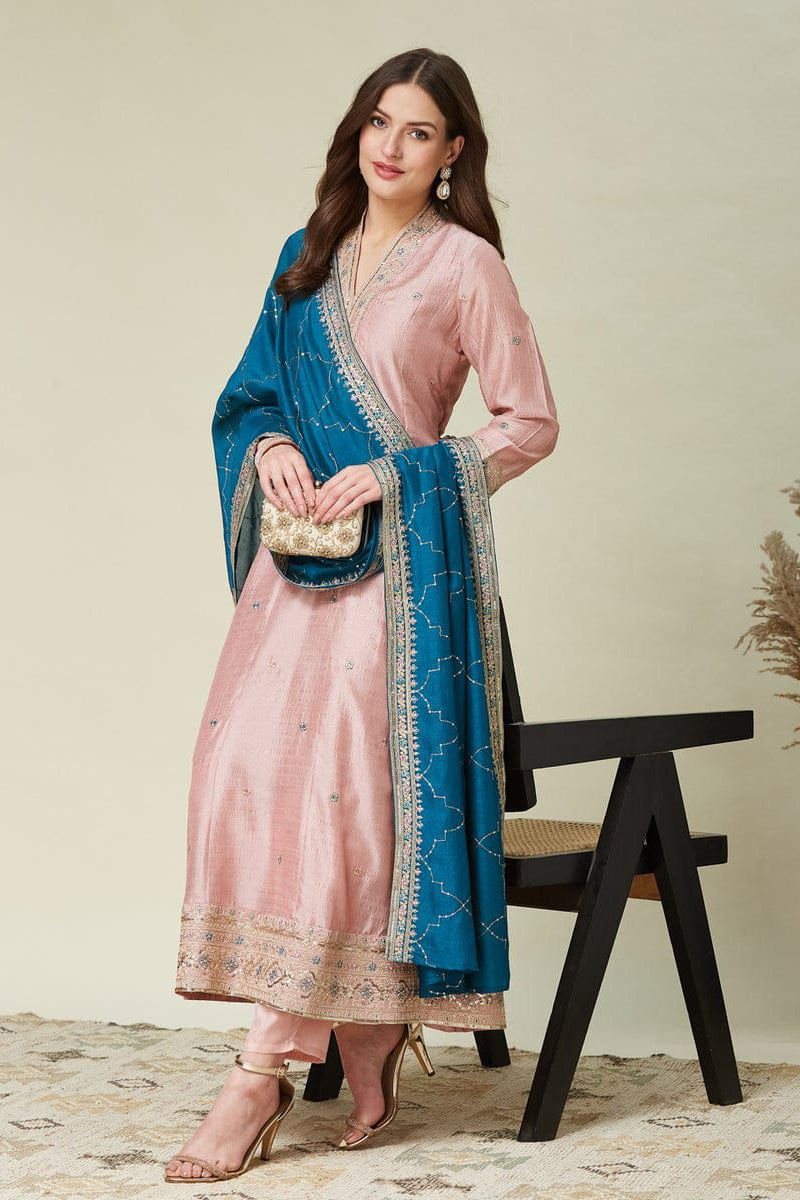 Royal Vichitra Silk Anarkali Kurti Pent Set