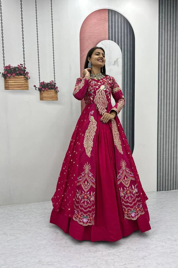 Royal Amethyst Festival Special Crop Top with Shrug Lehenga Set