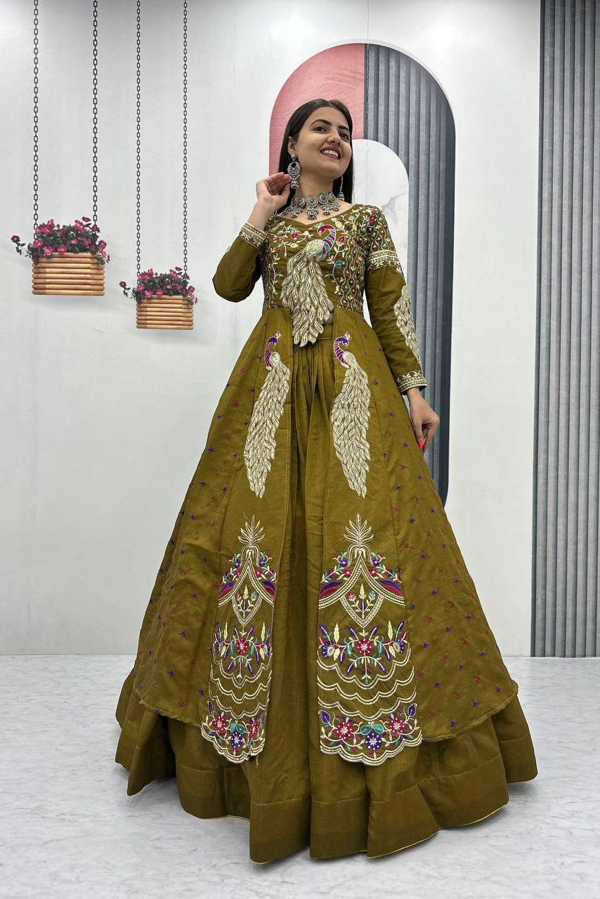 Royal Amethyst Festival Special Crop Top with Shrug Lehenga Set