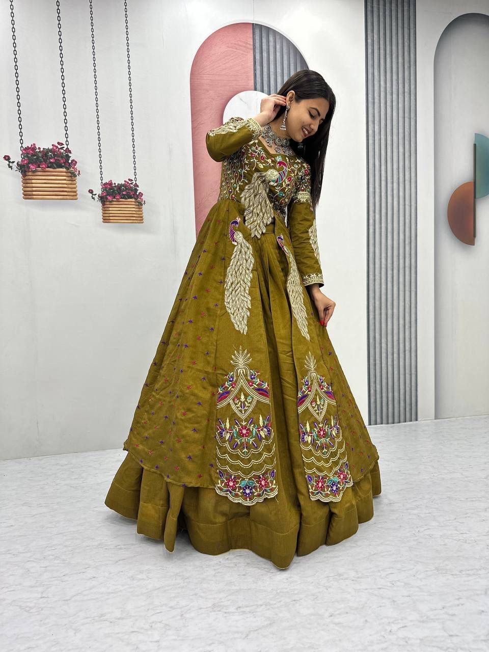 Royal Amethyst Festival Special Crop Top with Shrug Lehenga Set