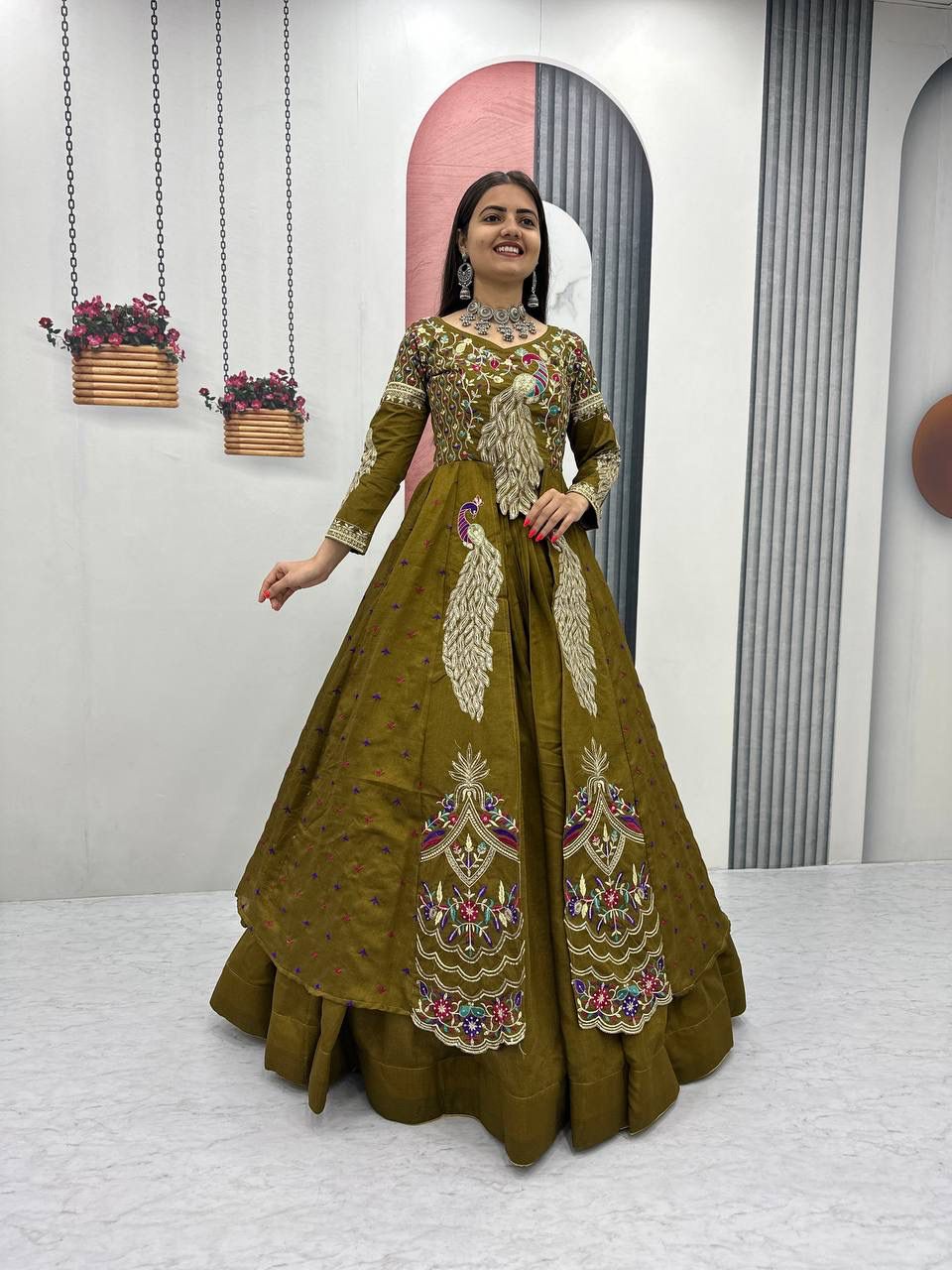 Royal Amethyst Festival Special Crop Top with Shrug Lehenga Set