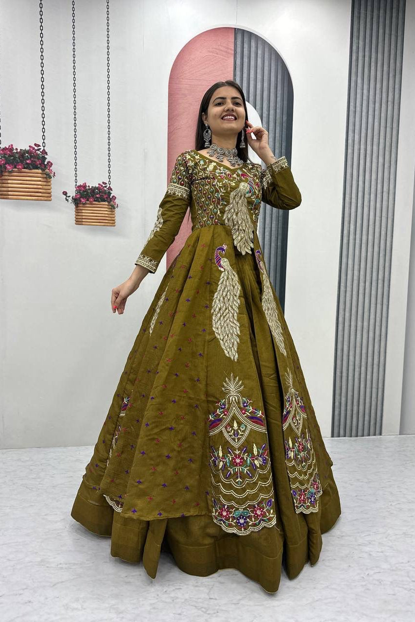 Royal Amethyst Festival Special Crop Top with Shrug Lehenga Set