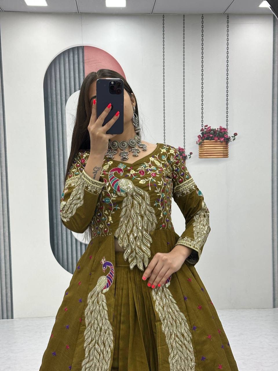 Royal Amethyst Festival Special Crop Top with Shrug Lehenga Set