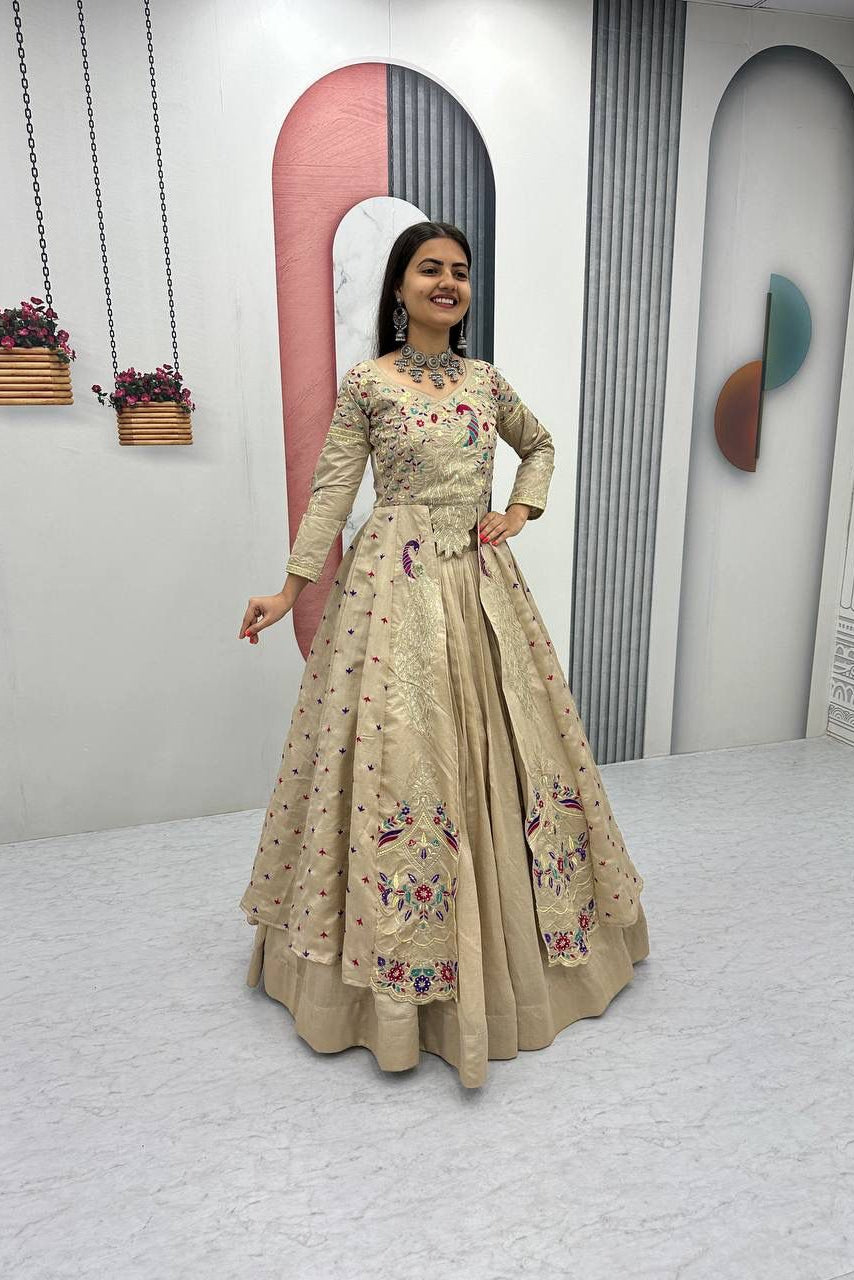 Royal Amethyst Festival Special Crop Top with Shrug Lehenga Set