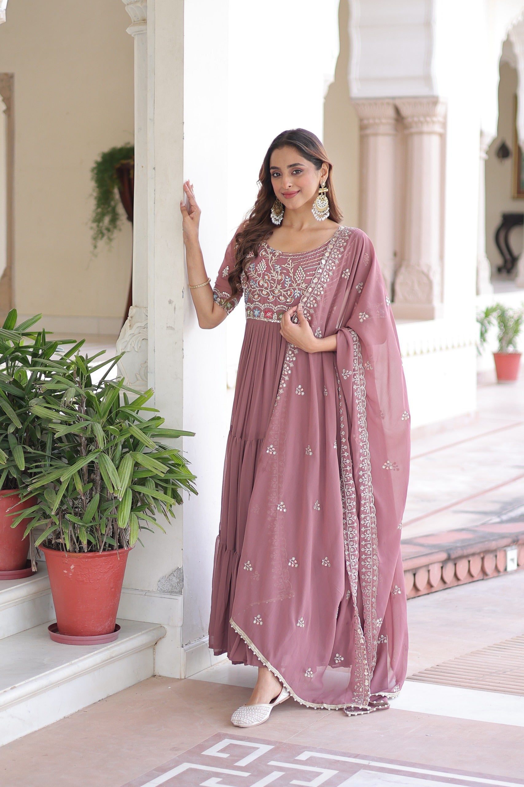Aura Sequins Embroidered Gown with Dupatta